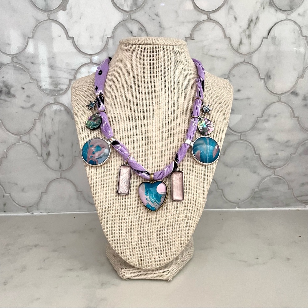 Handmade Fluid Art Charm Bandana Necklace